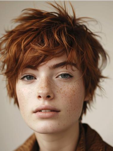 Short Bob Wig 6" Lace Front Synthetic Auburn Straight Wigs