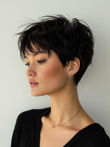 Wigs For Short Hair Lace Front Boycuts Remy Human Hair 6" Straight Wigs