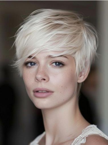 Short Wig Hairstyles Platinum Blonde Remy Human Hair Boycuts Straight 6" Wigs