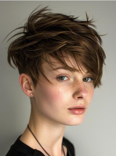 Short Wig Hairstyles Brown Synthetic Boycuts Straight 4" Wigs