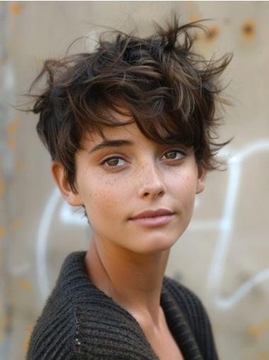 Short Wig Hairstyles Brown Synthetic Boycuts Straight 6" Wigs