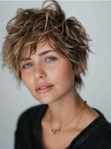 Short Bob Wig 8" Monofilament Remy Human Hair Ombre/2 Tone Wavy Wigs