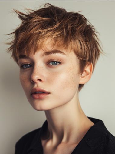 Short Style Wigs Straight Remy Human Hair Blonde 4" Boycuts Wigs