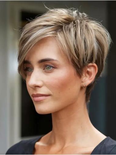 Short Synthetic Wigs Lace Front Boycuts 6" Straight Ombre/2 Tone Wigs
