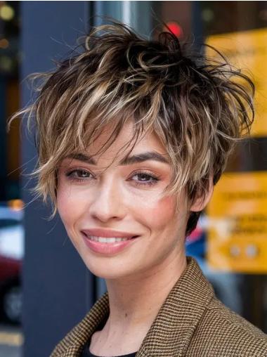 Short Synthetic Wigs Lace Front Boycuts 6" Straight Ombre/2 Tone Wigs