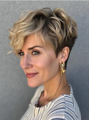 Short Natural Wigs Ombre/2 Tone Lace Front Boycuts Wavy 4" Wigs