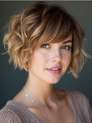 Short Blonde Wig Monofilament Synthetic Bobs 8" Straight Wigs