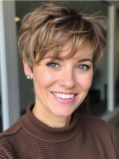 Short Blonde Wig Lace Front Remy Human Hair Boycuts 6" Straight Wigs