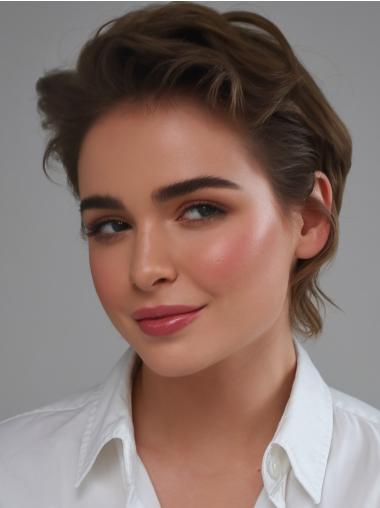 Short Cut Wigs 8" Boycuts Brown Synthetic Lace Front Wavy Wigs