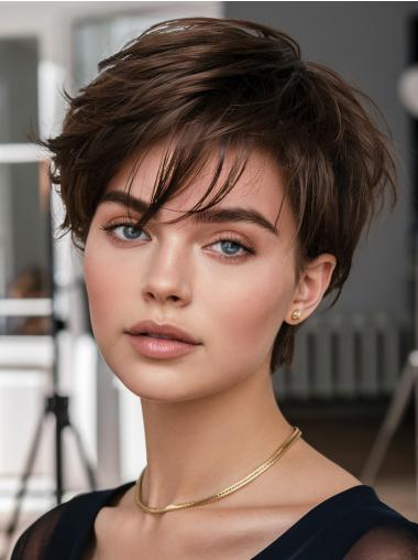 Lace Front Short Wigs Synthetic 6" Brown Bobs Straight Wigs