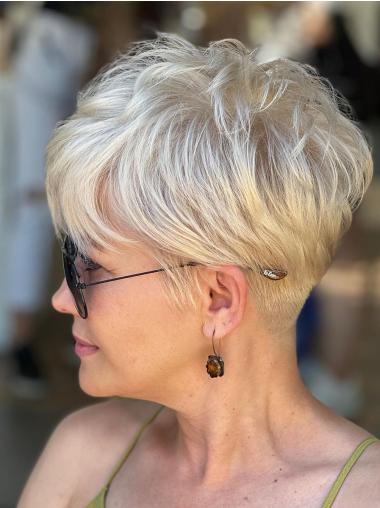 Short White Wig Lace Front Boycuts Remy Human Hair Straight 4" Wigs