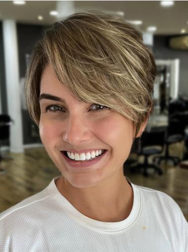 Lace Front Short Wigs Synthetic 6" Blonde Boycuts Straight Wigs