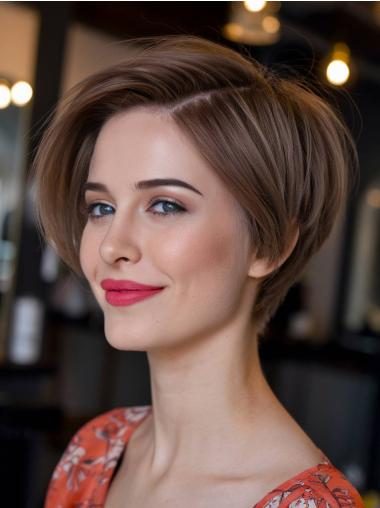 Short Haired Wigs Brown Synthetic Bobs Straight 6" Wigs