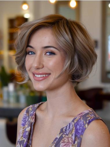 Human Short Hair Wigs 8" Boycuts Ombre/2 Tone Monofilament Straight Wigs