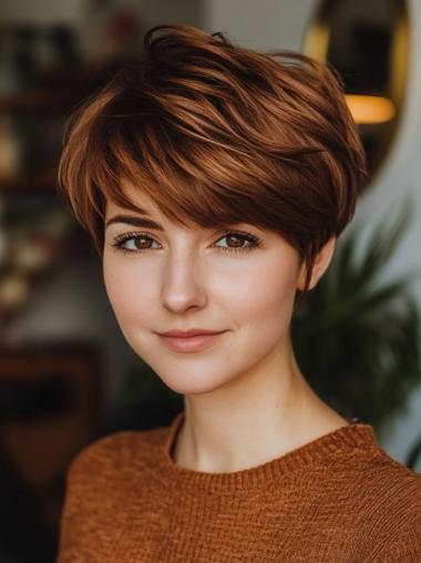 Wig Short Hair Monofilament 6" Straight Synthetic Boycuts Wigs