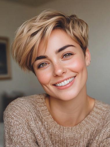 Wig Short Hair Monofilament 4" Straight Synthetic Boycuts Wigs