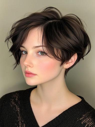 Womens Short Wigs Bobs Brown 6" Synthetic Straight Monofilament Wigs