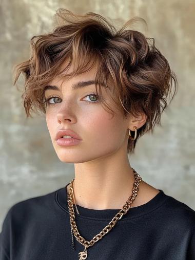 Womens Short Wigs Bobs Ombre/2 Tone 6" Synthetic Wavy Lace Front Wigs