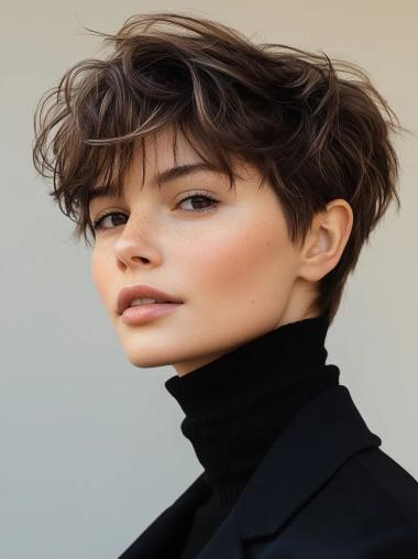 Short Hair Styles Wigs Ombre/2 Tone 6" Boycuts Straight Lace Front Wigs