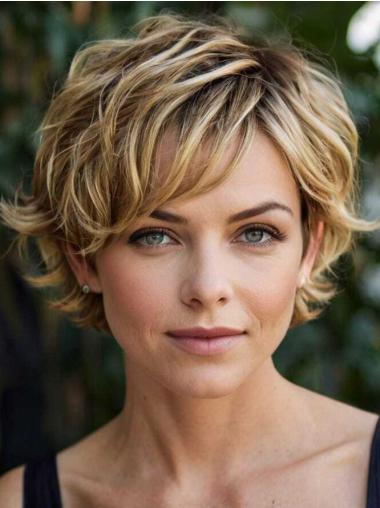 Short Blonde Wigs Synthetic 8" Bobs Monofilament Straight Wigs