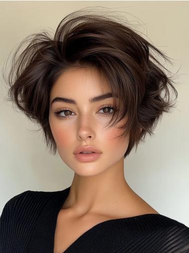 Short Hair Styles Wigs Brown 8" Bobs Straight Monofilament Wigs