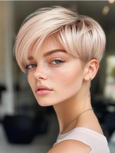 Short Hair Styles Wigs Pink 4" Boycuts Straight Monofilament Wigs