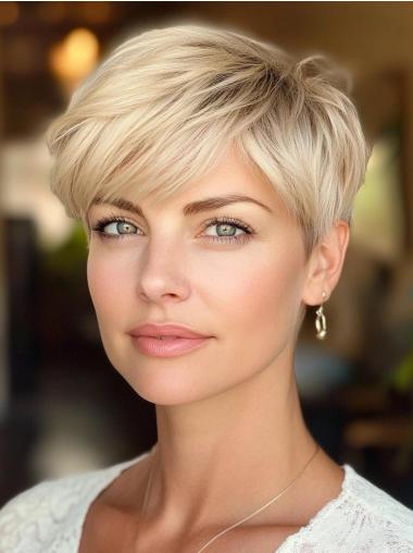 Wigs For Women Short Platinum Blonde Lace Front Synthetic Straight Boycuts Wigs