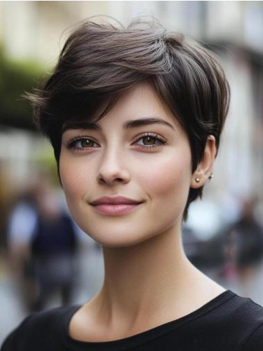 Black Wigs Short Monofilament Synthetic 6" Boycuts Straight Wigs