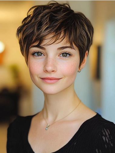 Wigs For Women Short Ombre/2 Tone Lace Front Synthetic Straight Boycuts Wigs