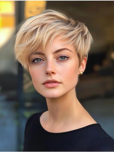 Wigs For Women Short Platinum Blonde Lace Front Synthetic Straight Boycuts Wigs