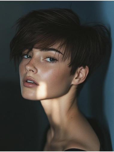 Short Straight Wigs Lace Front Synthetic Black 6" Bobs Wigs