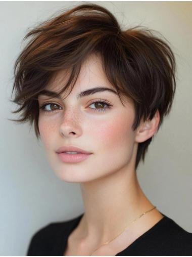 Short Hairstyles Wigs Bobs 6" Brown Synthetic Monofilament Wigs