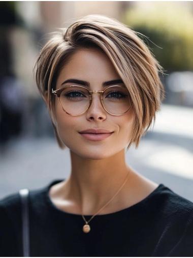 Short Hair Wig Styles Bobs Straight 8" Blonde Monofilament Wigs