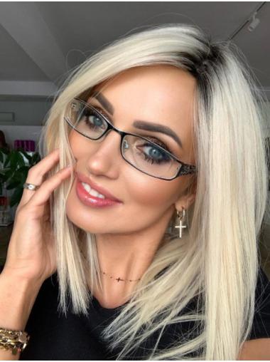 Without Bangs Blonde Straight 14" Buy Human Hair Wig