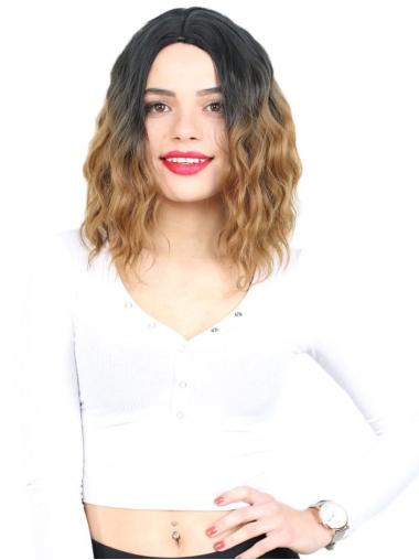 14" Monofilament Wavy Without Bangs Exquisite Medium Wigs