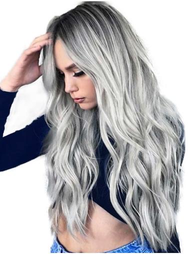 Synthetic Lace Front Wavy 24" Perfect Grey Wigs