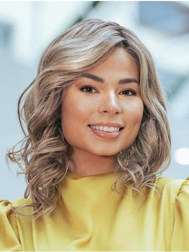 100% Hand-Tied Wavy Shoulder Length 14" Good Synthetic Wigs