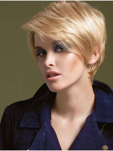 Boycuts Blonde Straight Synthetic Women Lace Wigs
