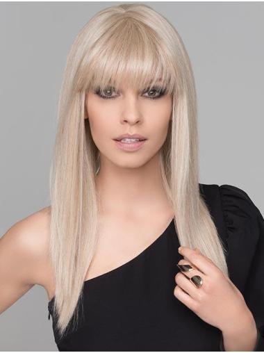 Synthetic No-fuss Long Blonde Straight Monofilament Wigs