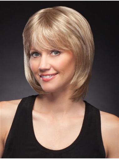 10" Chin Length Discount Blonde Straight Bob Wigs