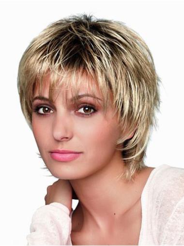 8" Short Designed Blonde Straight Bob Wigs