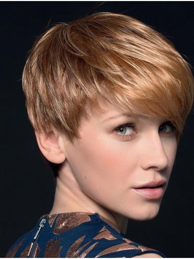 Blonde 4" Boycuts Cropped Top Monofilament Wigs