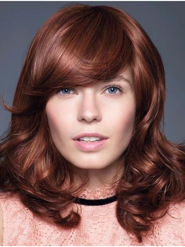Wavy Shoulder Length 14" Auburn 100% Hand-tied Wigs