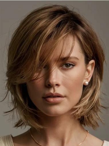 Blonde Bob Wig Lace Front 10" Remy Human Hair Chin Length Straight Wigs