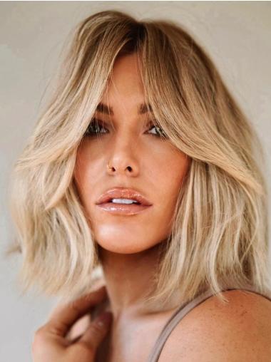 Blonde Bob Wig Lace Front 12" Synthetic Shoulder Length Wavy Wigs