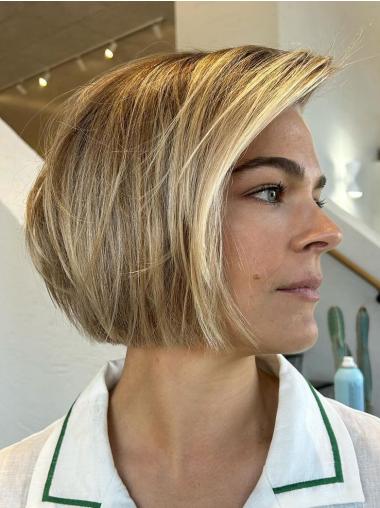 Blonde Bob Wigs Synthetic Monofilament Straight Chin Length 10" Wigs