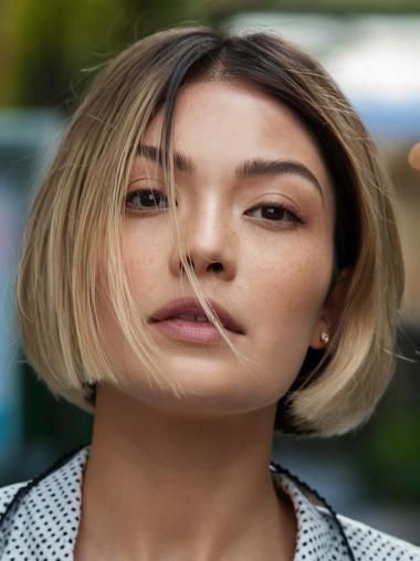 Short Straight Bob Wigs 8" Blonde Monofilament Synthetic Wigs