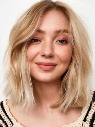 Blonde Bob Wig Lace Front 12" Synthetic Shoulder Length Wavy Wigs