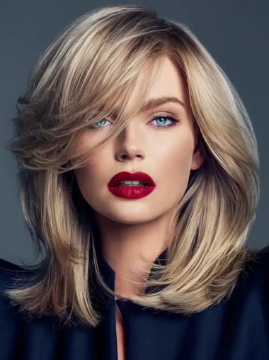Blonde Bob Wigs Synthetic Monofilament Straight Shoulder Length 12" Wigs