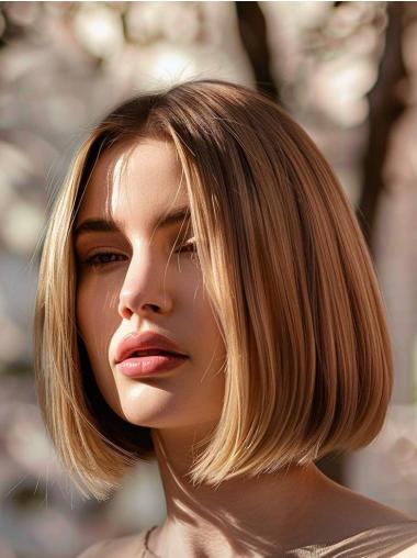 Blonde Bob Wigs Synthetic Lace Front Straight Chin Length 10" Wigs